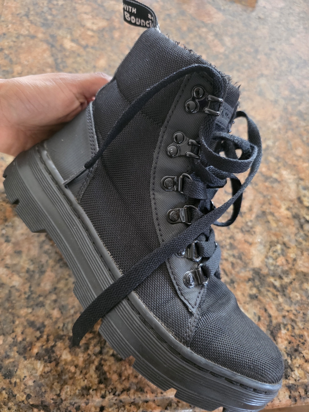 Dr. Martens Women's Black Canvas Lace-Up Platform Boot